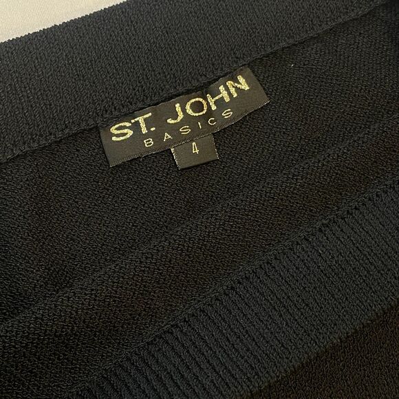 ~ ST. JOHN 4 Skirt Black Maxi Long Pencil Straight Sheath Side Slit Lux Knit 6 8 - Picture 4 of 11